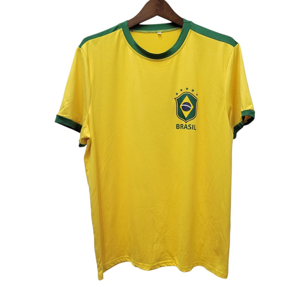 Brazil National Team Home Unisex Crewneck Soccer Jersey #7 Excellent Condition - Picture 1 of 6